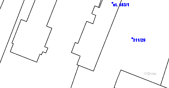 Parcela st. 183/2 v KÚ Bříza, Katastrální mapa