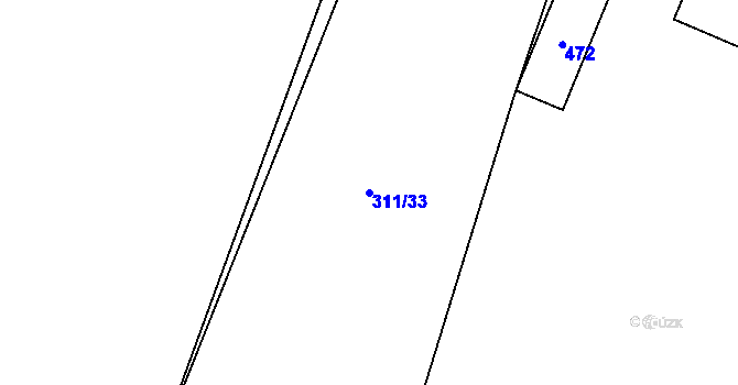 Parcela st. 311/33 v KÚ Bříza, Katastrální mapa