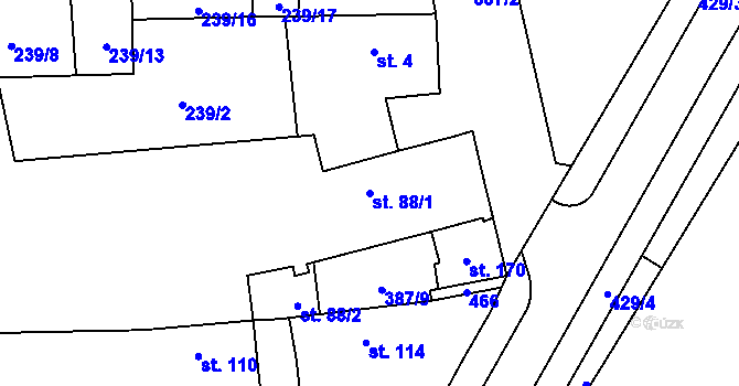 Parcela st. 88/1 v KÚ Bříza, Katastrální mapa