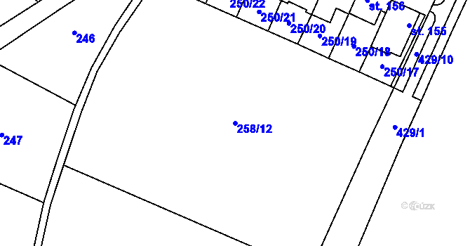 Parcela st. 258/12 v KÚ Bříza, Katastrální mapa
