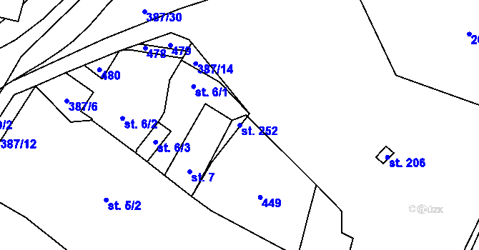 Parcela st. 252 v KÚ Bříza, Katastrální mapa