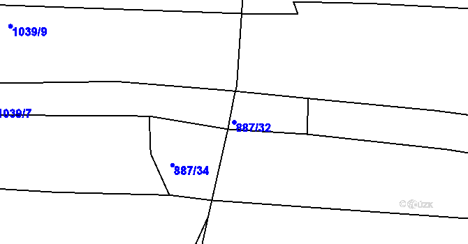 Parcela st. 887/32 v KÚ Břízsko, Katastrální mapa