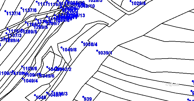 Parcela st. 1039/1 v KÚ Břízsko, Katastrální mapa