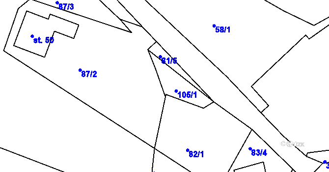 Parcela st. 87/5 v KÚ Břízsko, Katastrální mapa