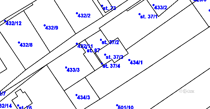 Parcela st. 37/3 v KÚ Břízsko, Katastrální mapa