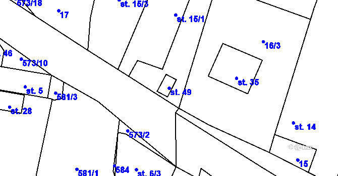 Parcela st. 49 v KÚ Robčice, Katastrální mapa