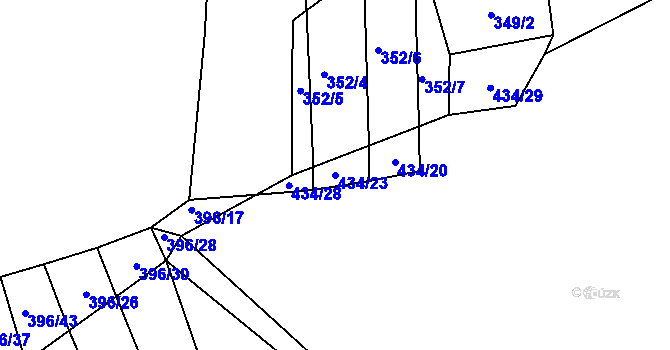 Parcela st. 434/23 v KÚ Robčice, Katastrální mapa