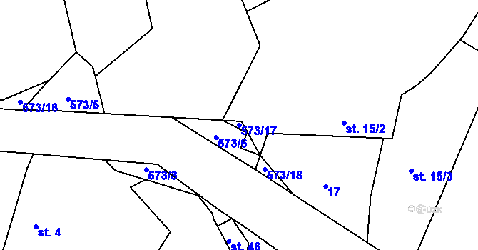 Parcela st. 573/17 v KÚ Robčice, Katastrální mapa