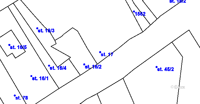 Parcela st. 17 v KÚ Břvany, Katastrální mapa
