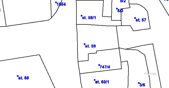 Parcela st. 59 v KÚ Břvany, Katastrální mapa