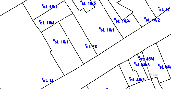 Parcela st. 78 v KÚ Břvany, Katastrální mapa