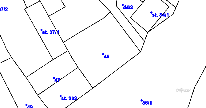Parcela st. 46 v KÚ Břvany, Katastrální mapa