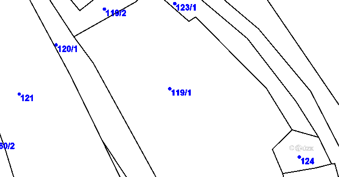Parcela st. 119/1 v KÚ Břvany, Katastrální mapa