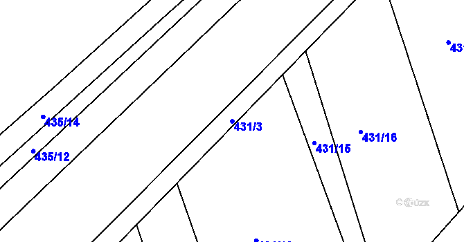 Parcela st. 431/3 v KÚ Břvany, Katastrální mapa