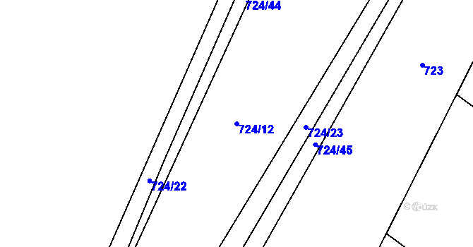 Parcela st. 724/12 v KÚ Břvany, Katastrální mapa