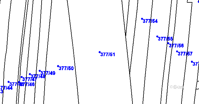 Parcela st. 377/51 v KÚ Břvany, Katastrální mapa