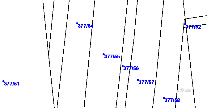 Parcela st. 377/55 v KÚ Břvany, Katastrální mapa