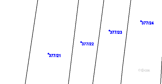 Parcela st. 377/22 v KÚ Břvany, Katastrální mapa