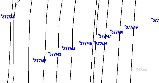 Parcela st. 377/45 v KÚ Břvany, Katastrální mapa