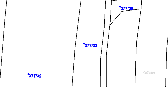 Parcela st. 377/33 v KÚ Břvany, Katastrální mapa