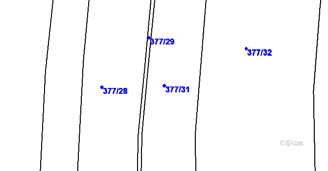 Parcela st. 377/31 v KÚ Břvany, Katastrální mapa