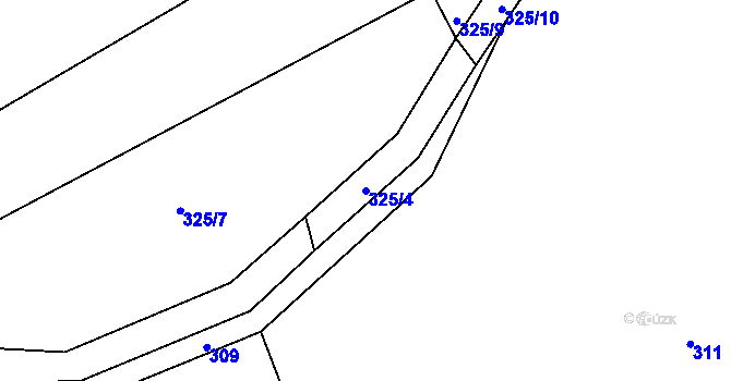 Parcela st. 325/4 v KÚ Břvany, Katastrální mapa