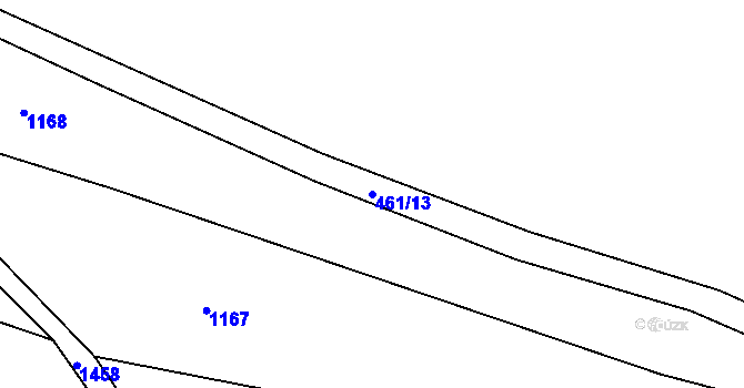 Parcela st. 461/13 v KÚ Břvany, Katastrální mapa