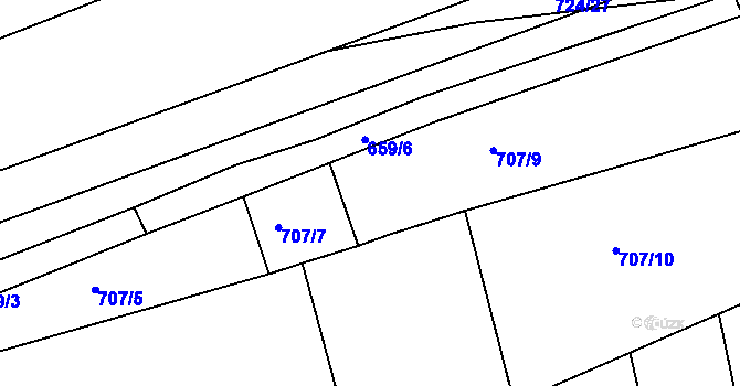Parcela st. 707/8 v KÚ Břvany, Katastrální mapa