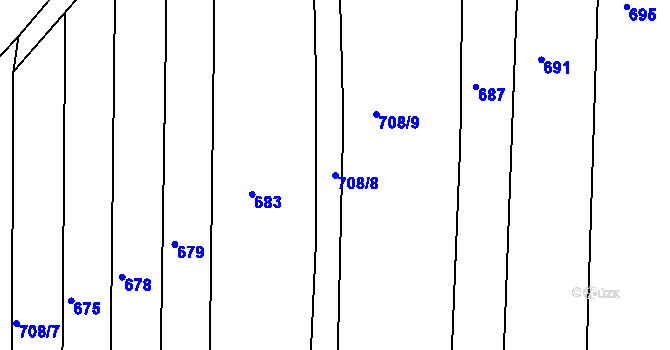 Parcela st. 708/8 v KÚ Břvany, Katastrální mapa