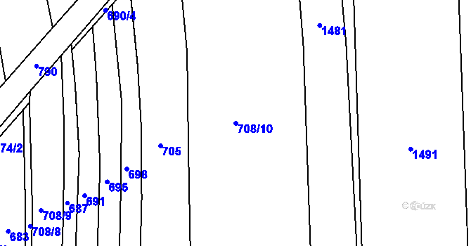 Parcela st. 708/10 v KÚ Břvany, Katastrální mapa