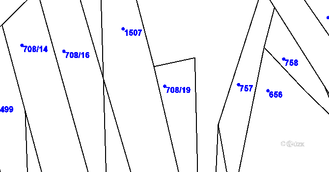 Parcela st. 708/19 v KÚ Břvany, Katastrální mapa