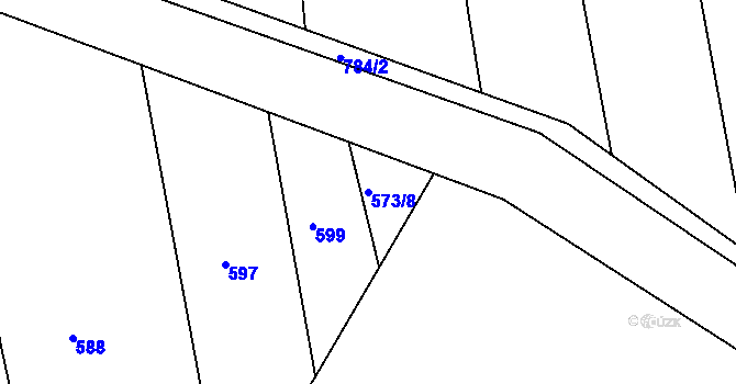 Parcela st. 573/8 v KÚ Břvany, Katastrální mapa