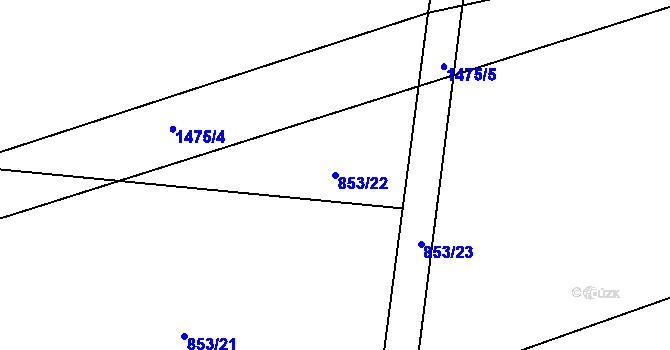 Parcela st. 853/22 v KÚ Břvany, Katastrální mapa