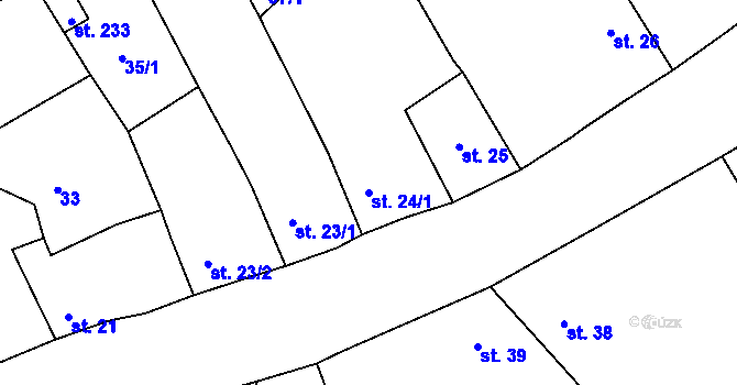 Parcela st. 24/1 v KÚ Břvany, Katastrální mapa
