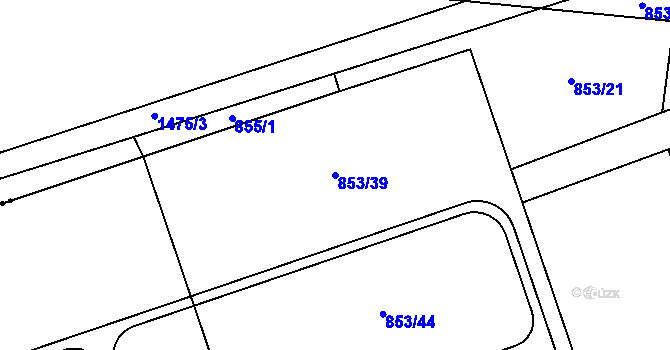 Parcela st. 853/39 v KÚ Břvany, Katastrální mapa