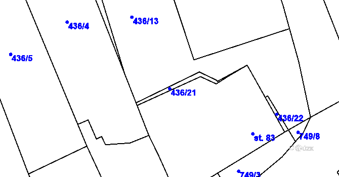 Parcela st. 436/21 v KÚ Břvany, Katastrální mapa