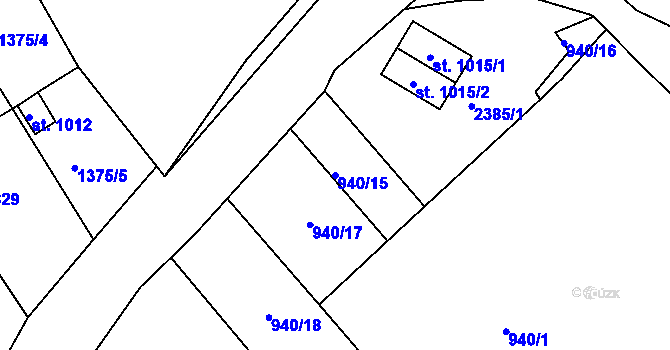 Parcela st. 940/15 v KÚ Bublava, Katastrální mapa