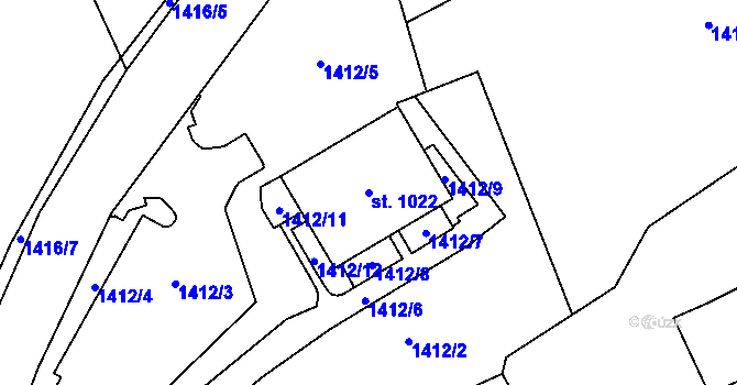 Parcela st. 1022 v KÚ Bublava, Katastrální mapa