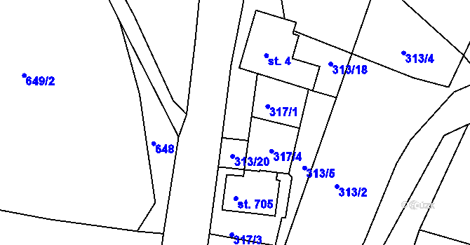 Parcela st. 4 v KÚ Bublava, Katastrální mapa