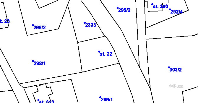 Parcela st. 22 v KÚ Bublava, Katastrální mapa