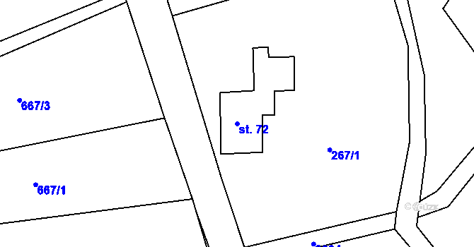 Parcela st. 72 v KÚ Bublava, Katastrální mapa