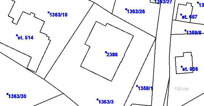 Parcela st. 286 v KÚ Bublava, Katastrální mapa