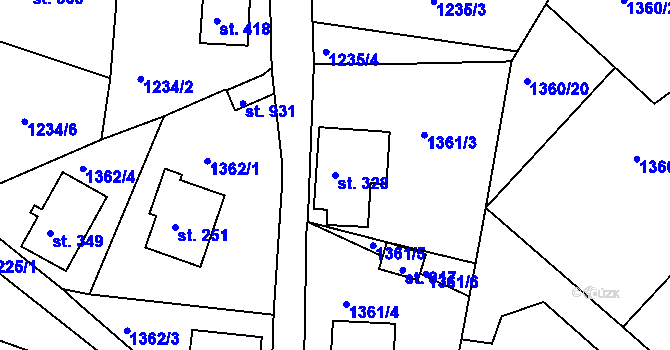 Parcela st. 328 v KÚ Bublava, Katastrální mapa