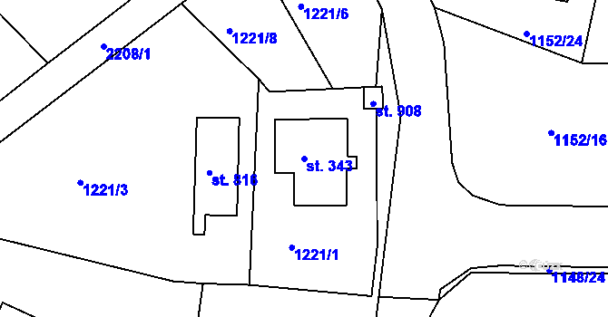 Parcela st. 343 v KÚ Bublava, Katastrální mapa