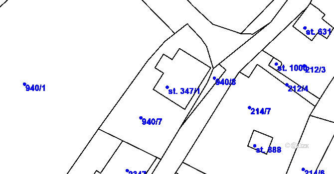 Parcela st. 347/1 v KÚ Bublava, Katastrální mapa