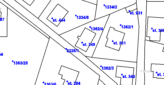 Parcela st. 349 v KÚ Bublava, Katastrální mapa