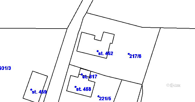 Parcela st. 452 v KÚ Bublava, Katastrální mapa