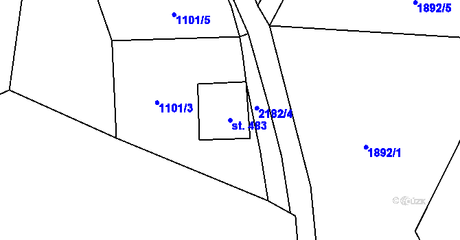 Parcela st. 483 v KÚ Bublava, Katastrální mapa