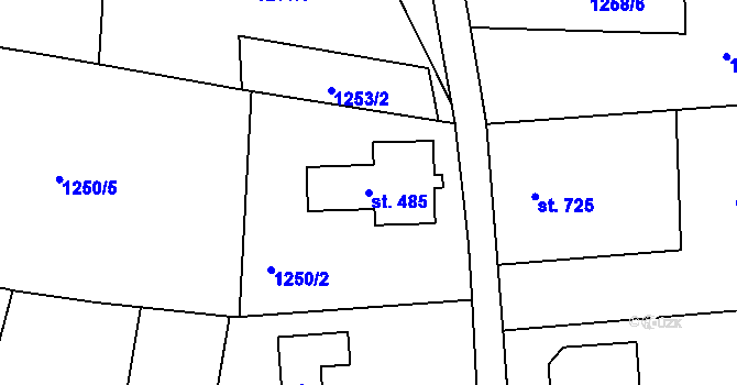 Parcela st. 485 v KÚ Bublava, Katastrální mapa