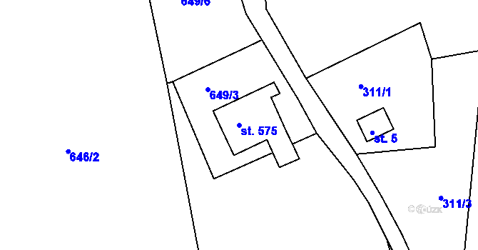 Parcela st. 575 v KÚ Bublava, Katastrální mapa